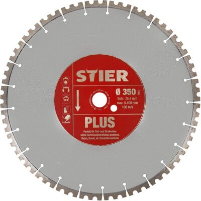 Stier, Sägeblatt, Diamanttrennscheibe Plus Ø350mm Bohrung 25,4mm Stier, Sägeblatt, Diamanttrennscheibe Plus Ø350mm Bohrung 25,4mm