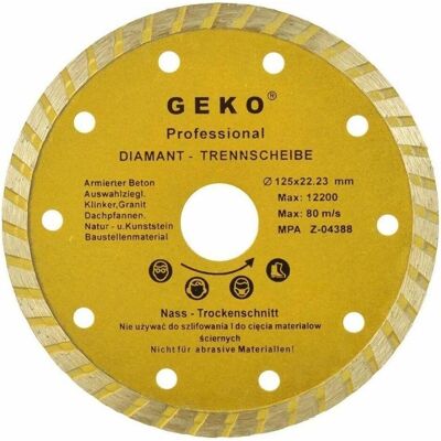 GEKO, Schleifmittel, Diamant-Trennscheibe, TURBO, 125x8x22mm GEKO, Schleifmittel, Diamant-Trennscheibe, TURBO, 125x8x22mm