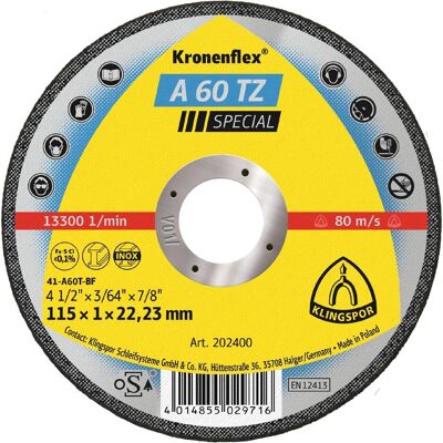 Klingspor, Sägeblatt, A 60 TZ Special - Trennscheiben 115 x 1 x 22,23 mm Klingspor, Sägeblatt, A 60 TZ Special - Trennscheiben 115 x 1 x 22,23 mm