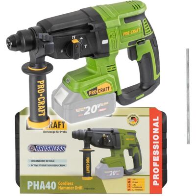 Procraft, Bohrmaschine + Akkuschrauber, PHA40bb-c Akku Bohrhammer 20 V 2,6 J SDS plus Brushless + Koffer - ohne Akku, ohne (Bohrhammer, Bohrmaschine) Procraft, Bohrmaschine + Akkuschrauber, PHA40bb-c Akku Bohrhammer 20 V 2,6 J SDS plus Brushless + Koffer - ohne Akku, ohne (Bohrhammer, Bohrmaschine)