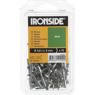 Ironside, Nieten, Blindnieten 4,8 x 8 mm Aluminium, Verpackungsinhalt: 70 Stück Ironside, Nieten, Blindnieten 4,8 x 8 mm Aluminium, Verpackungsinhalt: 70 Stück
