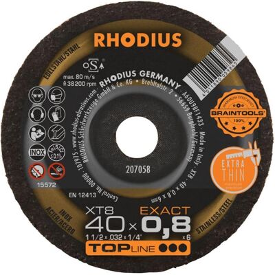 Rhodius, Sägeblatt, Extradünne Mini Trennscheibe XT8 EXACT MINI Ø 40x 0,8 x 6,00mm Form 41 VPE: 50 Rhodius, Sägeblatt, Extradünne Mini Trennscheibe XT8 EXACT MINI Ø 40x 0,8 x 6,00mm Form 41 VPE: 50