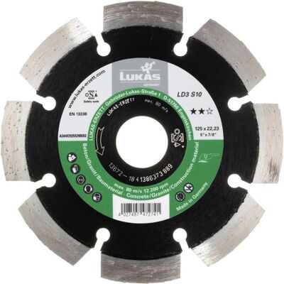 Lukas, Sägeblatt, LUKAS-ERZETT A344131251210093 DiamantLD3 S10 125x22,23x10 Diamanttrennscheibe Lukas, Sägeblatt, LUKAS-ERZETT A344131251210093 DiamantLD3 S10 125x22,23x10 Diamanttrennscheibe