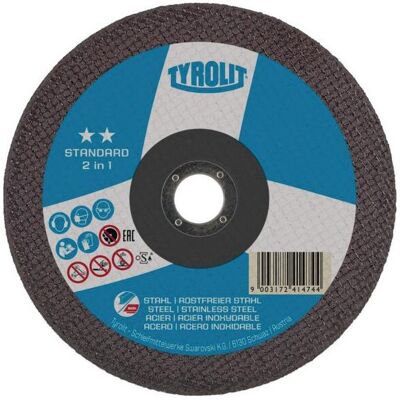 Tyrolit, Sägeblatt, Trennscheibe STANDARD D125x1,6mm gerade 2in1 Bohrung 22,23 mm Tyrolit, Sägeblatt, Trennscheibe STANDARD D125x1,6mm gerade 2in1 Bohrung 22,23 mm
