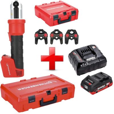 Rothenberger, Presswerkzeug, ROMAX NANO Akku Pressmaschine 18 V 34 kN CAS + 1x LiHD Akku 4,0 Ah + Ladegerät + 3 (Rohrpresse) Rothenberger, Presswerkzeug, ROMAX NANO Akku Pressmaschine 18 V 34 kN CAS + 1x LiHD Akku 4,0 Ah + Ladegerät + 3 (Rohrpresse)