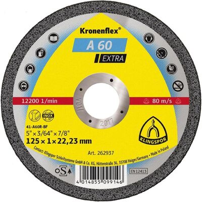 Klingspor, Sägeblatt, Kronenflex A 60 Extra Trennscheibe 125 mm 12.200 1/min (262937) Klingspor, Sägeblatt, Kronenflex A 60 Extra Trennscheibe 125 mm 12.200 1/min (262937)