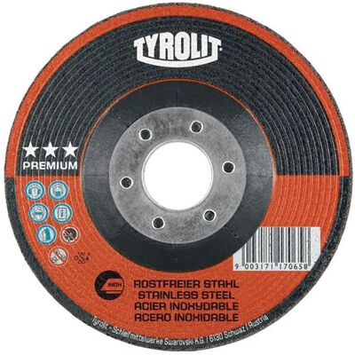 Tyrolit, Schleifmittel, Schruppscheibe PREMIUM D125xS4mmKörnung 30 gekröpft Bohrung 22,23 mm (30) Tyrolit, Schleifmittel, Schruppscheibe PREMIUM D125xS4mmKörnung 30 gekröpft Bohrung 22,23 mm (30)