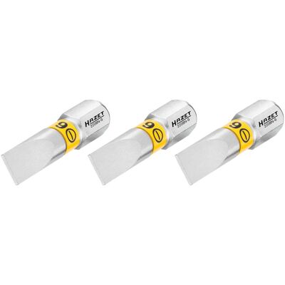 HAZET, Bits, Bit 2208N-9/3 ∙ Sechskant6,3 (1/4 Zoll) ∙ Schlitz Profil ∙ 1 x 6 mm ∙ Anzahl Werkzeuge: 3 (Schraubschlitz) HAZET, Bits, Bit 2208N-9/3 ∙ Sechskant6,3 (1/4 Zoll) ∙ Schlitz Profil ∙ 1 x 6 mm ∙ Anzahl Werkzeuge: 3 (Schraubschlitz)