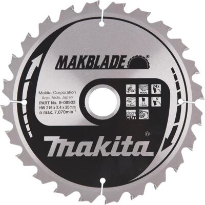 Makita, Sägeblatt, B-08903 TCT-Säge 216X2.4X30mm 5° T24 MAKBLADE Makita, Sägeblatt, B-08903 TCT-Säge 216X2.4X30mm 5° T24 MAKBLADE