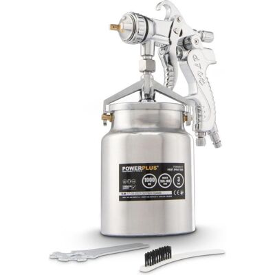 Powerplus, Druckluftaufsatz, POWAIR0110 Pneumatisch verfpistool - Verfspuit - Max. druk: 3bar - 1000ml onderbeker - Spuitbreedte Powerplus, Druckluftaufsatz, POWAIR0110 Pneumatisch verfpistool - Verfspuit - Max. druk: 3bar - 1000ml onderbeker - Spuitbreedte