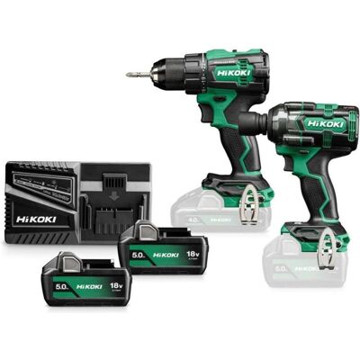 Hikoki 18V Akku-Werkzeugset - Bohrschrauber & Schlagschrauber - 2x5.0Ah BSL1850MA Hikoki 18V Akku-Werkzeugset - Bohrschrauber & Schlagschrauber - 2x5.0Ah BSL1850MA