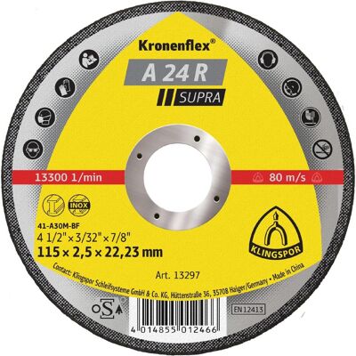 Klingspor, Sägeblatt, A 24 R Supra - Trennscheiben 115 x 2,5 x 22,23 mm Klingspor, Sägeblatt, A 24 R Supra - Trennscheiben 115 x 2,5 x 22,23 mm