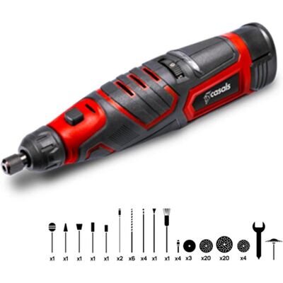 Casals, Schleifmaschine + Poliermaschine, Schnurloser Elektroschleifer mit Zubehör 12V CMG1205BC (Geradschleifer) Casals, Schleifmaschine + Poliermaschine, Schnurloser Elektroschleifer mit Zubehör 12V CMG1205BC (Geradschleifer)