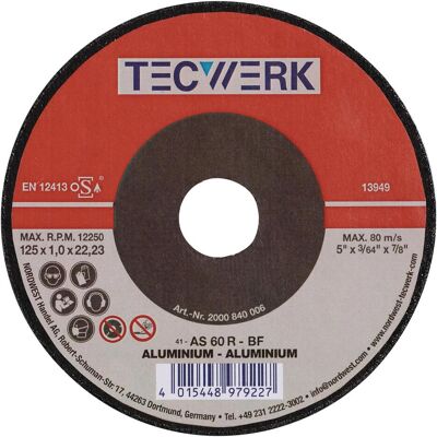 Tecwerk, Sägeblatt, Trennscheibe ALU D125x1,6mm gerade Aluminium Bohrung 22,23 mm Tecwerk, Sägeblatt, Trennscheibe ALU D125x1,6mm gerade Aluminium Bohrung 22,23 mm