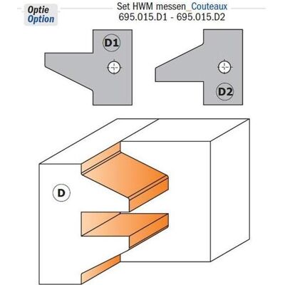 CMT, Fräser, 695.015.D1 Profilmesser 25x29,8x2 Typ D1 für 694.015 Fräser Typ 1 CMT, Fräser, 695.015.D1 Profilmesser 25x29,8x2 Typ D1 für 694.015 Fräser Typ 1