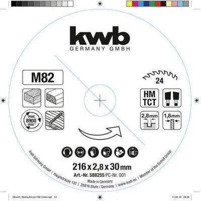 kwb, Sägeblatt, 588255 Kreissägeblatt 216 x 30mm 1St. kwb, Sägeblatt, 588255 Kreissägeblatt 216 x 30mm 1St.