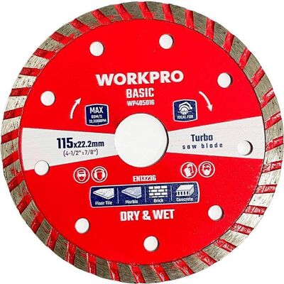 Workpro, Sägeblatt, Diamond turbo disc basic, ø115 x 22.2 mm Workpro, Sägeblatt, Diamond turbo disc basic, ø115 x 22.2 mm