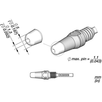 JBC Entlötspitze Serie D530, D530009/1.3 mm, 5.0 mm, Pincleaning (Lötspitze), Lötgerät Zubehör JBC Entlötspitze Serie D530, D530009/1.3 mm, 5.0 mm, Pincleaning (Lötspitze), Lötgerät Zubehör