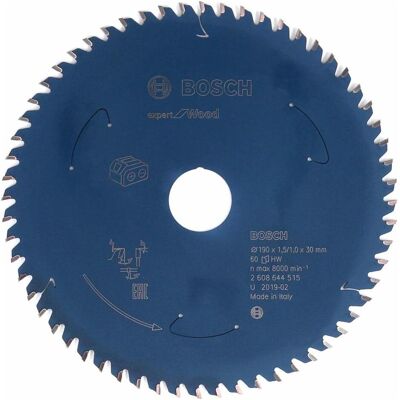 Bosch Professional Zubehör, Sägeblatt, Akku-Kreissägeblatt Expert for Wood, 190 x 1,5/1 x 30, 60 Zähne Bosch Professional Zubehör, Sägeblatt, Akku-Kreissägeblatt Expert for Wood, 190 x 1,5/1 x 30, 60 Zähne