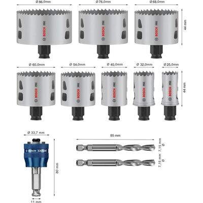 Bosch Professional Zubehör, Lochsäge, PRO Multi Material PC Plus Lochsägen-Set, 11-tlg. Bosch Professional Zubehör, Lochsäge, PRO Multi Material PC Plus Lochsägen-Set, 11-tlg.