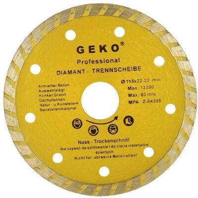 GEKO, Schleifmittel, Diamant-Trennscheibe, TURBO, 115x8x22mm GEKO, Schleifmittel, Diamant-Trennscheibe, TURBO, 115x8x22mm