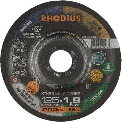 Rhodius, Sägeblatt, PROline XT69 MULTI CROSS Extradünne Trennscheibe 125 x 1,9 x 22,23 mm Rhodius, Sägeblatt, PROline XT69 MULTI CROSS Extradünne Trennscheibe 125 x 1,9 x 22,23 mm