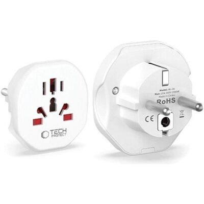 Tech-Protect, Reiseadapter, PrzejÅciówka / adapter Universal Travel Adapter na EU - biaÅa Tech-Protect, Reiseadapter, PrzejÅciówka / adapter Universal Travel Adapter na EU - biaÅa