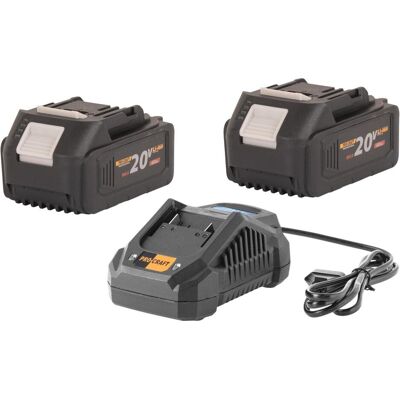 Procraft, Werkzeugakku + Ladegerät, Starter Set 20 V 20/4A Schnell Ladegerät + 2x 20/4 Akku 4,0 Ah (20 V) Procraft, Werkzeugakku + Ladegerät, Starter Set 20 V 20/4A Schnell Ladegerät + 2x 20/4 Akku 4,0 Ah (20 V)
