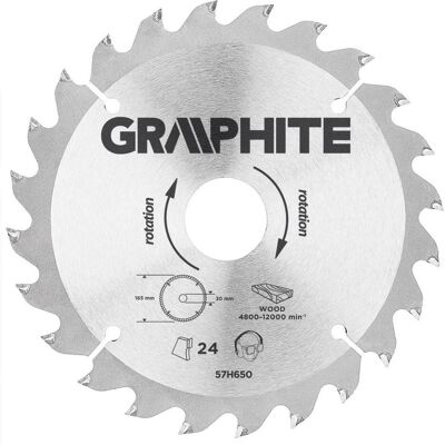 Graphite, Sägeblatt, Graphit-Sägeblatt, Breite 165 x 30 mm, 24 Zähne – 57H650 Graphite, Sägeblatt, Graphit-Sägeblatt, Breite 165 x 30 mm, 24 Zähne – 57H650