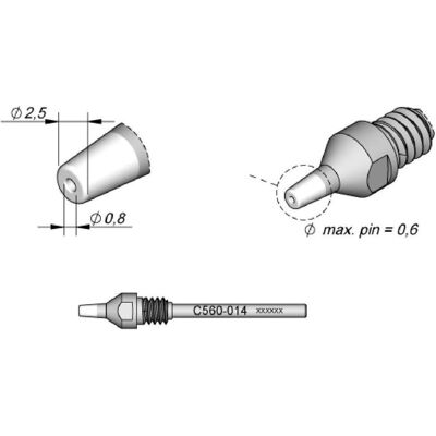 JBC Entlötspitze Serie C560, C560014/Ø 0,8 mm, 2,5 mm, Pincleaning (Entlötset), Lötgerät Zubehör JBC Entlötspitze Serie C560, C560014/Ø 0,8 mm, 2,5 mm, Pincleaning (Entlötset), Lötgerät Zubehör