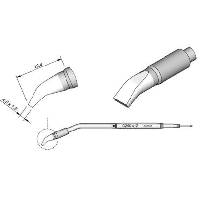 JBC Lötspitze Serie C250, Meisselform, C250412/4,8 x 1,5 mm, gebogen (Lötspitze), Lötgerät Zubehör JBC Lötspitze Serie C250, Meisselform, C250412/4,8 x 1,5 mm, gebogen (Lötspitze), Lötgerät Zubehör