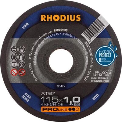 Rhodius XT67 Stahltrennscheibe - Zuverlässig, 115mm, 1mm dick Rhodius XT67 Stahltrennscheibe - Zuverlässig, 115mm, 1mm dick