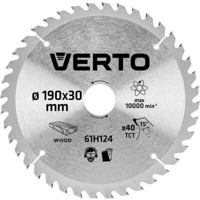 Verto, Sägeblatt, Kreissäge für Holz 190x30mm 40Z 61H124 Verto, Sägeblatt, Kreissäge für Holz 190x30mm 40Z 61H124
