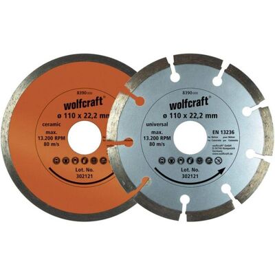 wolfcraft, Sägeblatt, 1 Diamant-Trennscheib.-Set 2-tlg. ø110mm wolfcraft, Sägeblatt, 1 Diamant-Trennscheib.-Set 2-tlg. ø110mm