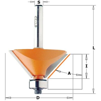 CMT, Fräser, 936.190.11 Anfasfräser 25° mit Führungslager 22,2 x 10 mm Schaft 8 mm CMT, Fräser, 936.190.11 Anfasfräser 25° mit Führungslager 22,2 x 10 mm Schaft 8 mm