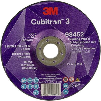 Schleifmittel, Cubitron 98452 Schruppscheibe Durchmesser 150mm Bohrungs-Ø 22.23mm 10St. (36+) Schleifmittel, Cubitron 98452 Schruppscheibe Durchmesser 150mm Bohrungs-Ø 22.23mm 10St. (36+)
