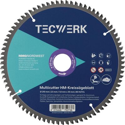 Tecwerk, Sägeblatt, Tisch-/Kappkreissägeblatt Aussen-Ø 305 mm Zähnezahl 96 HLTCG Bohrung 30 mm Schnittbreite 3,2 mm Tecwerk, Sägeblatt, Tisch-/Kappkreissägeblatt Aussen-Ø 305 mm Zähnezahl 96 HLTCG Bohrung 30 mm Schnittbreite 3,2 mm