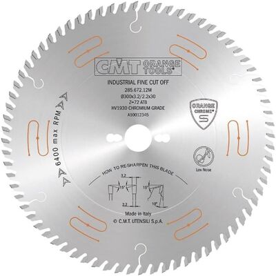 CMT, Sägeblatt, 285.672.12M Geräuscharmes Sägeblatt, linker und rechter Zahn 300 x 30 x 72T CMT, Sägeblatt, 285.672.12M Geräuscharmes Sägeblatt, linker und rechter Zahn 300 x 30 x 72T