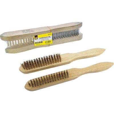 EASY WORK Drahtbürstensatz 2-tlg, 6 Stück, Holzstiel - Drahtbürstenset EASY WORK Drahtbürstensatz 2-tlg, 6 Stück, Holzstiel - Drahtbürstenset