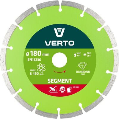 Verto, Sägeblatt, segmentierte Diamantscheibe 180 mm 61H3S8 Verto, Sägeblatt, segmentierte Diamantscheibe 180 mm 61H3S8