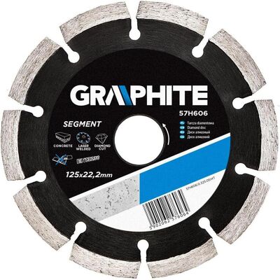 Graphite, Sägeblatt, Graphit lasergeschweisste segmentierte Diamantscheibe 125 x 22,2 mm - 57H606 Graphite, Sägeblatt, Graphit lasergeschweisste segmentierte Diamantscheibe 125 x 22,2 mm - 57H606