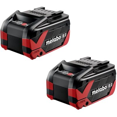 Metabo, Werkzeugakku + Ladegerät, 2x LiHDX Akkupack 18 V 8,0 Ah CAS Li-Ion Akku ( 2x 624975000 ) (18 V) Metabo, Werkzeugakku + Ladegerät, 2x LiHDX Akkupack 18 V 8,0 Ah CAS Li-Ion Akku ( 2x 624975000 ) (18 V)