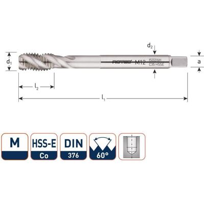 Rotec, Gewindeschneider + Gewindebohrer, 321.2000C HSS-E OPTI-LINE Maschinengewindebohrer BL DIN 376C/35° M20x2,5 Rotec, Gewindeschneider + Gewindebohrer, 321.2000C HSS-E OPTI-LINE Maschinengewindebohrer BL DIN 376C/35° M20x2,5