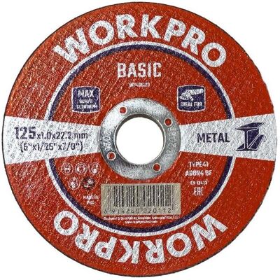 Workpro, Sägeblatt, Cutting disc for metal / t41, basic, ø125 x 1,0 x 22,2 mm Workpro, Sägeblatt, Cutting disc for metal / t41, basic, ø125 x 1,0 x 22,2 mm
