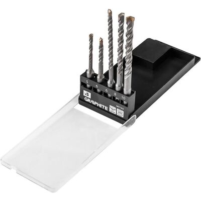 Graphite, Bohrereinsatz, SDS Plus Betonbohrer-Set mit Doppelspirale 5 x 6 x 110 mm, 6 x 8 x 10 x 160 mm, Set: 5 (10 Millimeter, 5 Millimeter, 6 Millimeter, 8 Millimeter) Graphite, Bohrereinsatz, SDS Plus Betonbohrer-Set mit Doppelspirale 5 x 6 x 110 mm, 6 x 8 x 10 x 160 mm, Set: 5 (10 Millimeter, 5 Millimeter, 6 Millimeter, 8 Millimeter)