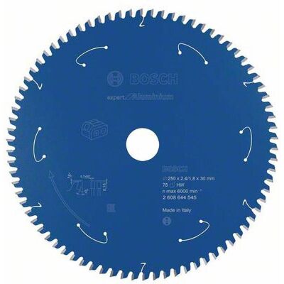 Bosch Professional Zubehör, Sägeblatt, Kreissägeblatt für Akkusägen Expert for Aluminium, 254 x 2,4/1,8 x 30, 78 Zähne Bosch Professional Zubehör, Sägeblatt, Kreissägeblatt für Akkusägen Expert for Aluminium, 254 x 2,4/1,8 x 30, 78 Zähne