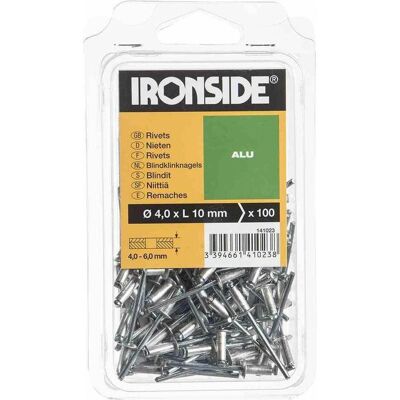 Ironside, Nieten, Blindnieten 4,0 x 10 mm Aluminium, Verpackungsinhalt: 100 Stück Ironside, Nieten, Blindnieten 4,0 x 10 mm Aluminium, Verpackungsinhalt: 100 Stück