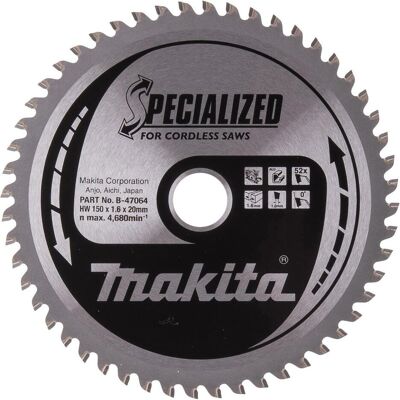 Makita, Sägeblatt, Sägeblatt Alu 150 x 20 x 52Z, B-47064 Makita, Sägeblatt, Sägeblatt Alu 150 x 20 x 52Z, B-47064