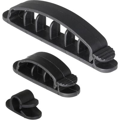 Deltaco Kabelhalter, Självhaeftande kabelklämma 1/3/6 platser 10-pack s Deltaco Kabelhalter, Självhaeftande kabelklämma 1/3/6 platser 10-pack s