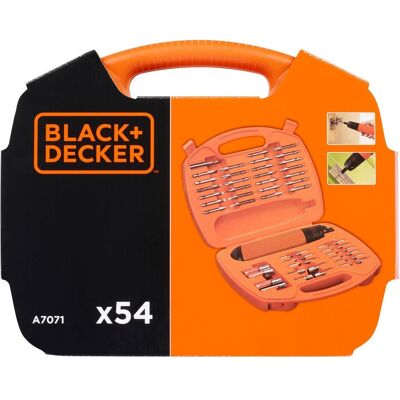 Black & Decker Bohrmaschine + Akkuschrauber, 54tlg. Zubehörkoffer mit Batteriestabschrauber (Bohrschrauber) Black & Decker Bohrmaschine + Akkuschrauber, 54tlg. Zubehörkoffer mit Batteriestabschrauber (Bohrschrauber)
